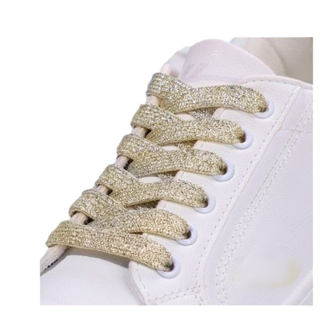 1 Paar Glitzernde Schnürsenkel 120 cm - für festen und sicheren Sitz im Schuh - Glitter Series - gold - Schuhbaendel.ch
