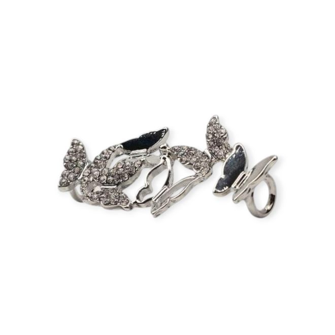 Schnürsenkel Clip - modisches Accessoire für den Schuh - Shine Series - Schmetterling - silber - Schuhbaendel.ch