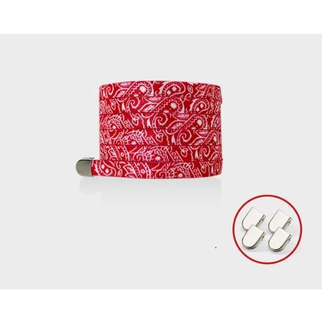 1 pair of flat elastic no-tie shoelaces (100 cm long, 8 mm wide) - Bandana Vibes - red