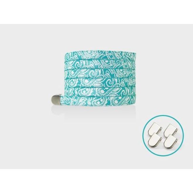 1 Paar flache elastische Schnürsenkel ohne binden (100 cm lang, 8 mm breit) - Bandana Vibes - mint - Schuhbaendel.ch