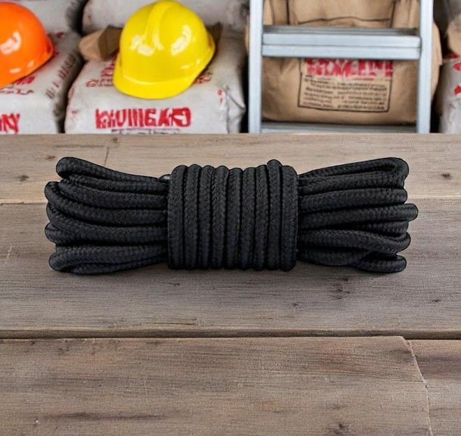 1 Paar runde reissfeste Schnürsenkel (Ø 4.5 mm) Polyester (120 cm) für Arbeits Outdoor Sport Schuhe - schwarz - Schuhbaendel.ch