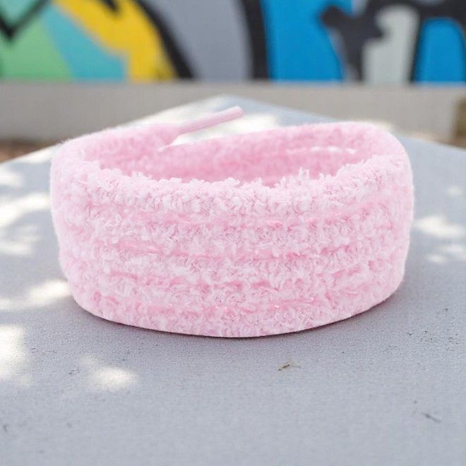 1 paire de lacets ronds en peluche (Ø 7 mm, longueur 140 cm) - Collection Teddy Touch - rose pâle