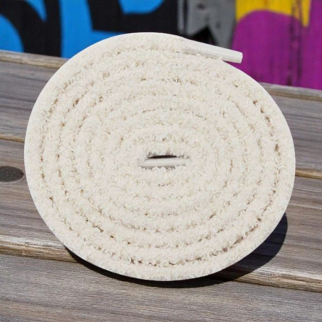 1 Paar runde Plüsch Schnürsenkel (Ø 7 mm, Länge 90 cm) - Teddy Touch Collection - cremeweiss - Schuhbaendel.ch