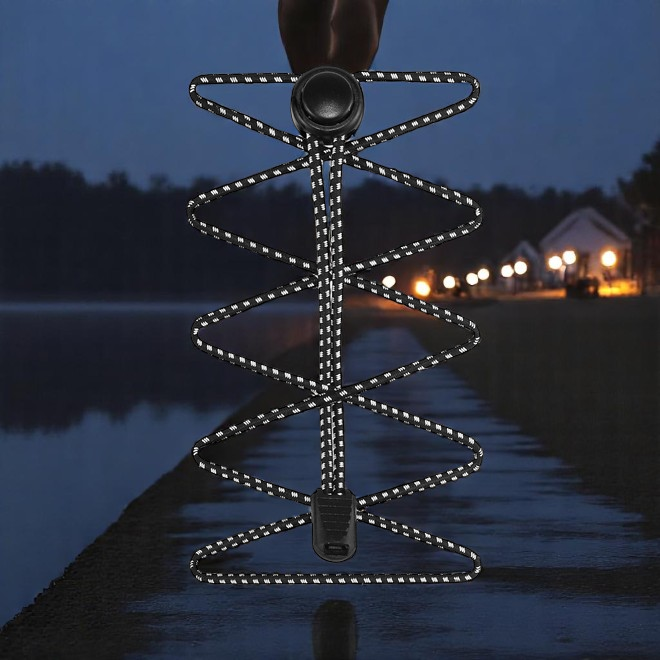1 Paar Elastische stark reflektierende Schnürsenkel mit Schnellverschluss (Ø 3 mm, Länge 100 cm) - ReflectPro Series - schwarz - Schuhbaendel.ch