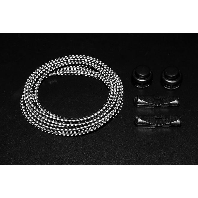 1 Paar Elastische stark reflektierende Schnürsenkel mit Schnellverschluss (Ø 3 mm, Länge 100 cm) - ReflectPro Series - schwarz - Schuhbaendel.ch