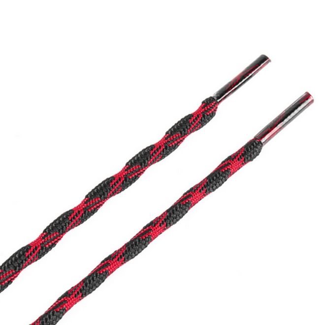 1 Paar runde robuste Schnürsenkel (Ø 4.5 mm, Länge 200 cm) für Wander Trekking Outdoor Schuhe - schwarz/rot - Schuhbaendel.ch