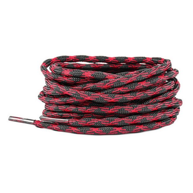 1 Paar runde robuste Schnürsenkel (Ø 4.5 mm, Länge 200 cm) für Wander Trekking Outdoor Schuhe - schwarz/rot - Schuhbaendel.ch