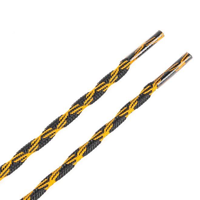 1 Paar runde robuste Schnürsenkel (Ø 4.5 mm, Länge 220 cm) für Wander Trekking Outdoor Schuhe - schwarz/gelb - Schuhbaendel.ch