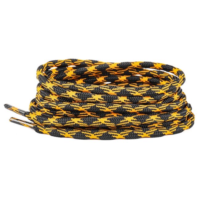 1 Paar runde robuste Schnürsenkel (Ø 4.5 mm, Länge 220 cm) für Wander Trekking Outdoor Schuhe - schwarz/gelb - Schuhbaendel.ch