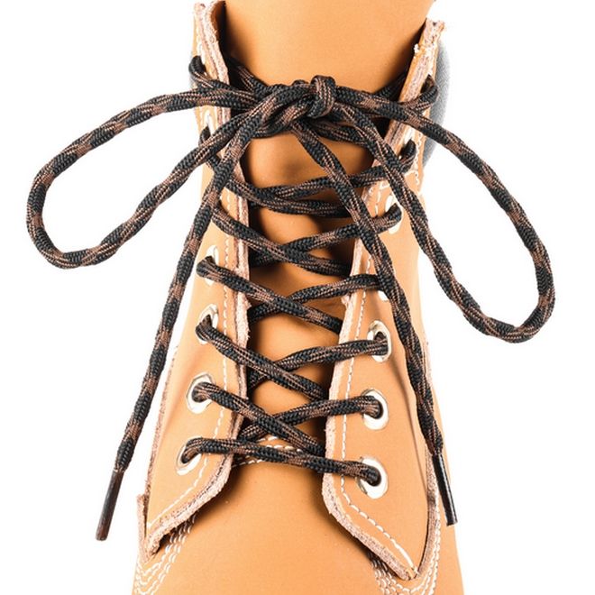 1 Paar runde robuste Schnürsenkel (Ø 4.5 mm, Länge 200 cm) für Wander Trekking Outdoor Schuhe - schwarz/braun - Schuhbaendel.ch