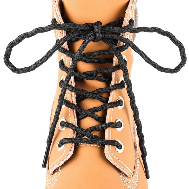 1 Paar runde robuste Schnürsenkel (Ø 4.5 mm, Länge 220 cm) für Wander Trekking Outdoor Schuhe - schwarz - Schuhbaendel.ch