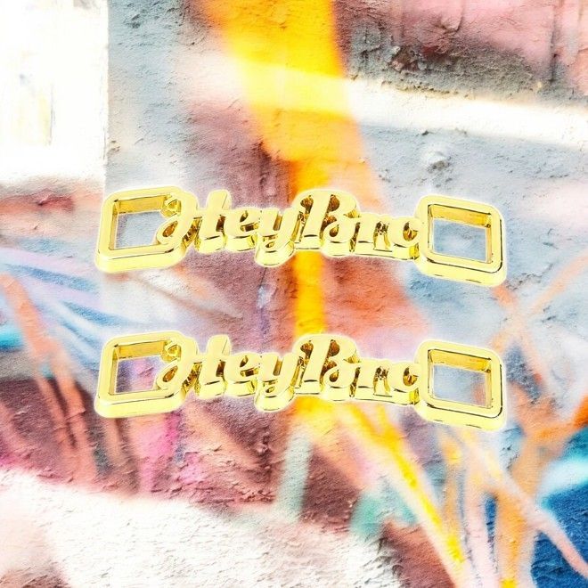 1 Paar Schnürsenkel Clips „Hey Bro“ - Metall Schuhschmuck Anhänger für Sneaker - gold - Schuhbaendel.ch