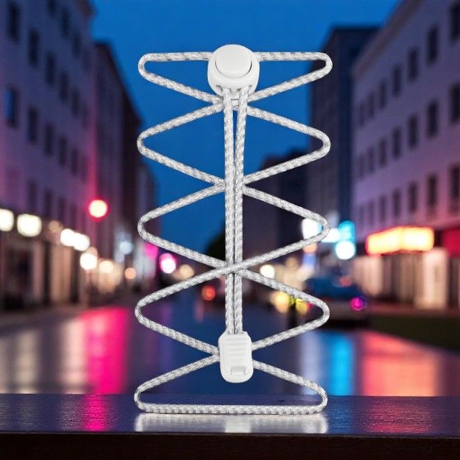 1 Paar Elastische stark reflektierende Schnürsenkel mit Schnellverschluss (Ø 3 mm, Länge 100 cm) - ReflectPro Series - weiss
