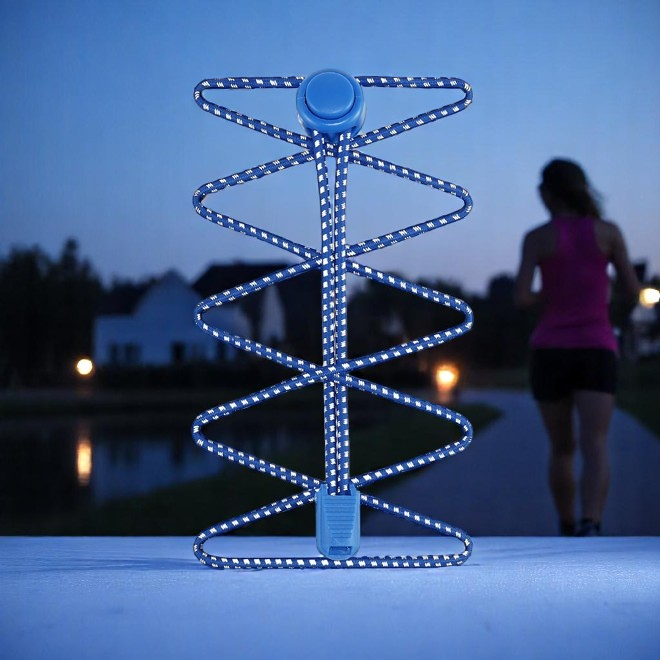 1 Paar Elastische stark reflektierende Schnürsenkel mit Schnellverschluss (Ø 3 mm, Länge 100 cm) - ReflectPro Series - königsblau