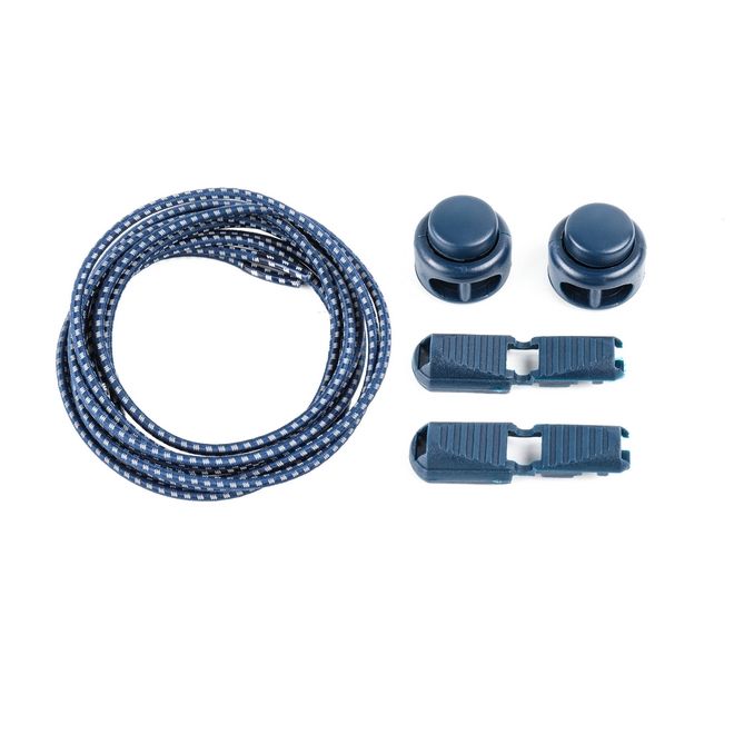 1 pair of elastic, highly reflective shoelaces with quick-release fasteners (Ø 3 mm, length 100 cm) - ReflectPro Series - navy blue