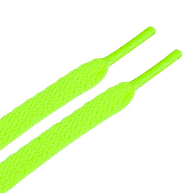1 Paar flache Kinder Schnürsenkel (70 cm lang, 8 mm breit) - ColorStep Kidz Series - neongrün