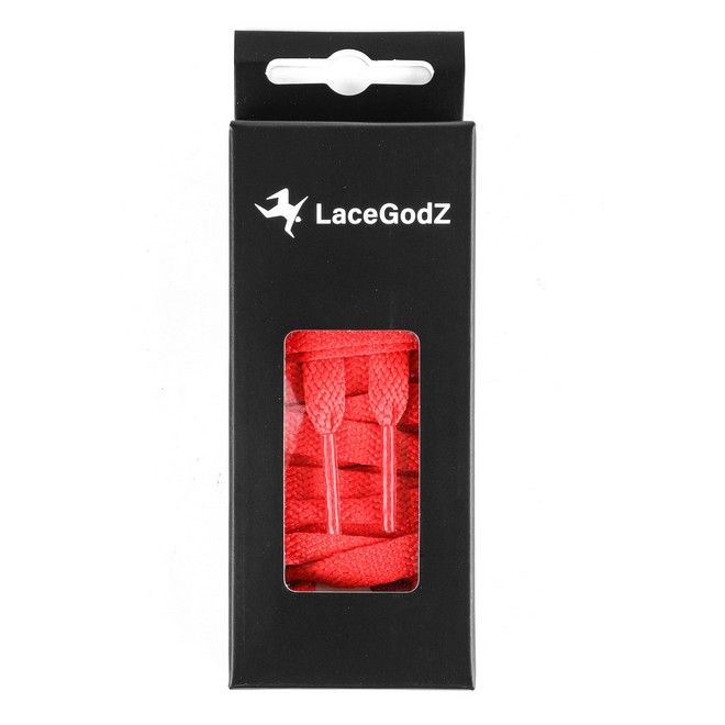 LaceGodZ – 1 Paar flache Schnürsenkel (120 cm lang, 8 mm breit) – ColorFlow Series – rot - Schuhbaendel.ch