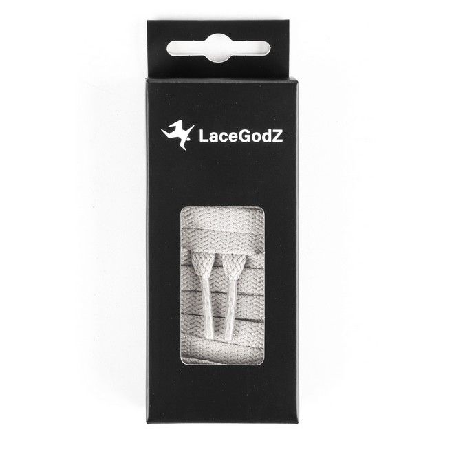 LaceGodZ – 1 Paar flache Schnürsenkel (120 cm lang, 8 mm breit) – ColorFlow Series – hellgrau - Schuhbaendel.ch