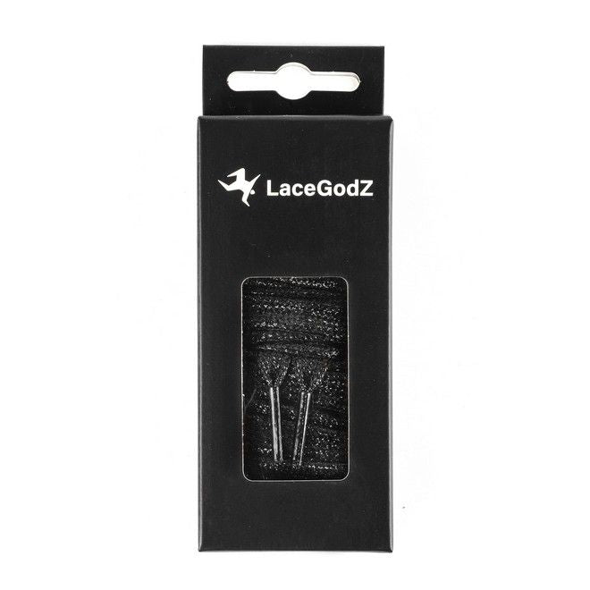 LaceGodZ – 1 Paar flache Schnürsenkel (120 cm lang, 10 mm breit) - StarGlow Series - schwarz