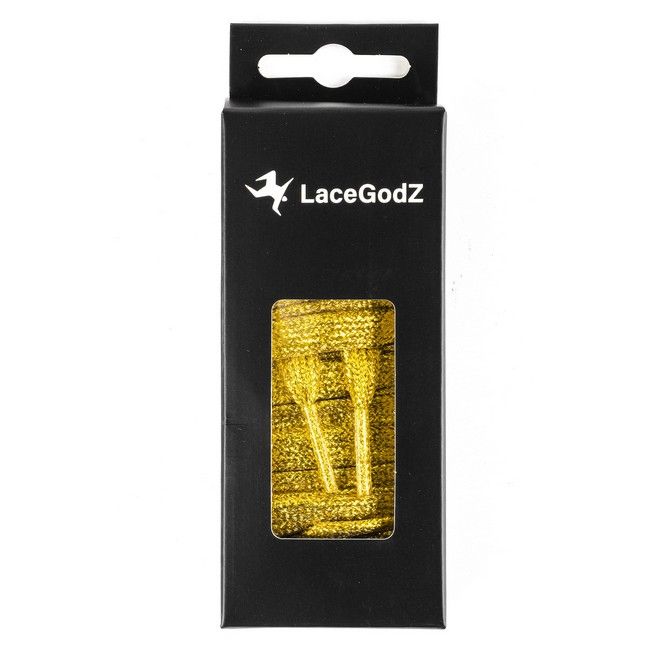 LaceGodZ – 1 Paar flache Schnürsenkel (120 cm lang, 10 mm breit) - StarGlow Series - gold
