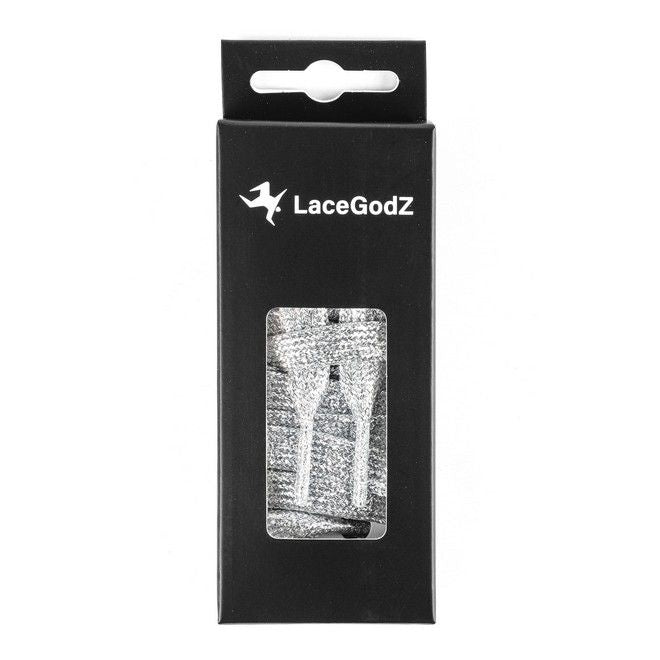 LaceGodZ – 1 Paar flache Schnürsenkel (120 cm lang, 10 mm breit) - StarGlow Series - silber