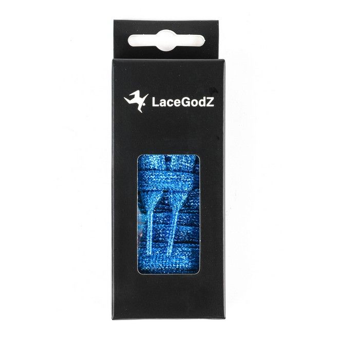 LaceGodZ – 1 Paar flache Schnürsenkel (120 cm lang, 10 mm breit) - StarGlow Series - blau