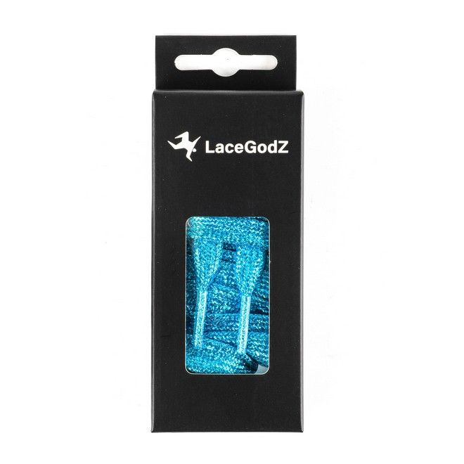 LaceGodZ – 1 Paar flache Schnürsenkel (120 cm lang, 10 mm breit) - StarGlow Series - türkis