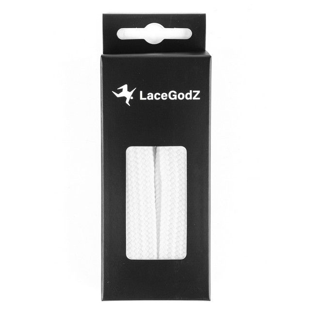 LaceGodZ – 1 Paar extra breite Schnürsenkel (120 cm lang, 20 mm breit) – XL Fat Laces Collection – weiss