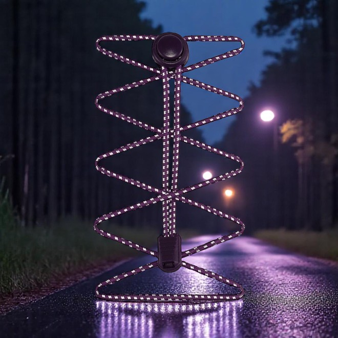 1 Paar Elastische stark reflektierende Schnürsenkel mit Schnellverschluss (Ø 3 mm, Länge 100 cm) - ReflectPro Series - violett - Schuhbaendel.ch