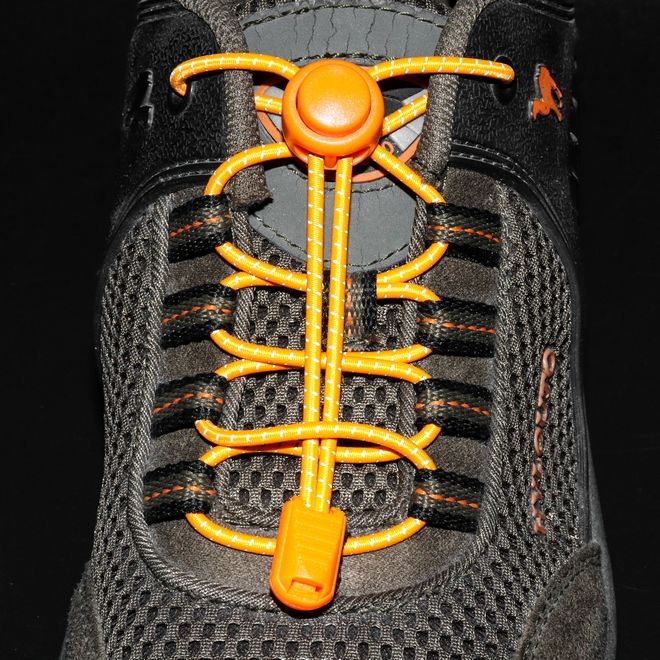 1 Paar Elastische reflektierende Schnürsenkel mit Schnellverschluss (Ø 3 mm, Länge 100 cm) - ReflectLite Series - neonorange - Schuhbaendel.ch