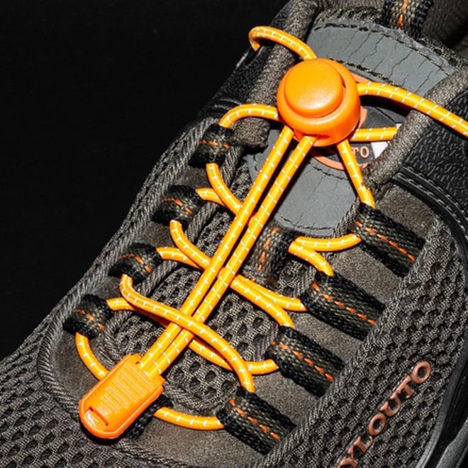 1 Paar Elastische reflektierende Schnürsenkel mit Schnellverschluss (Ø 3 mm, Länge 100 cm) - ReflectLite Series - neonorange - Schuhbaendel.ch