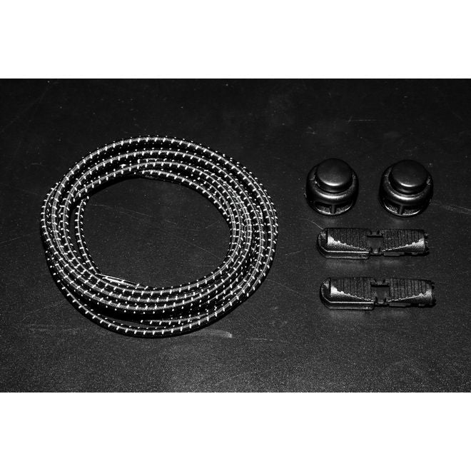 1 Paar Elastische reflektierende Schnürsenkel mit Schnellverschluss (Ø 3 mm, Länge 100 cm) - ReflectLite Series - schwarz - Schuhbaendel.ch