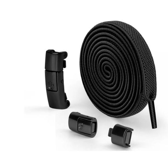 1 Paar Elastische Schnürsenkel ohne binden 100 cm - mit Druckknopf-Verschluss - Press Lock Series - schwarz - Schuhbaendel.ch