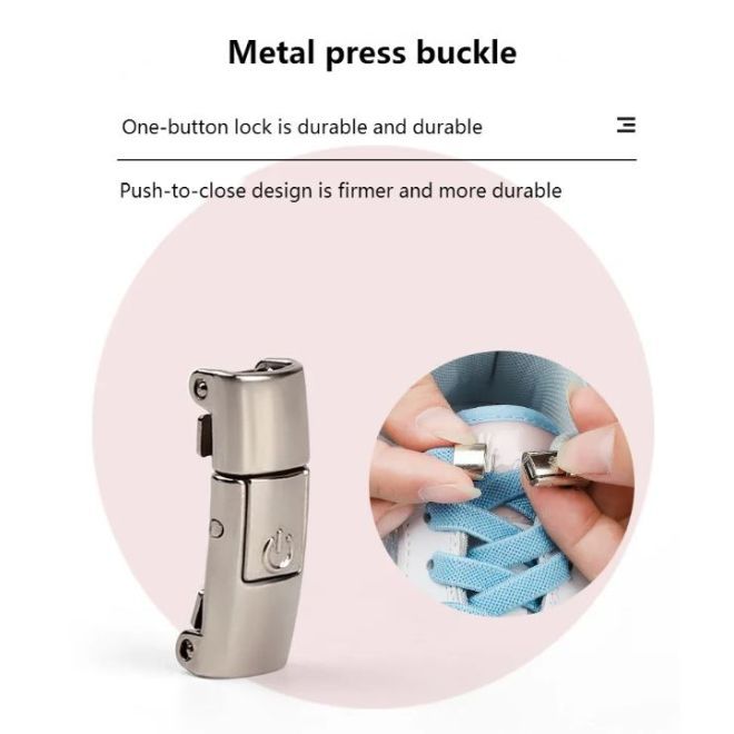 1 Paar Elastische Schnürsenkel ohne binden 100 cm - mit Druckknopf-Verschluss - Press Lock Series - weiss - Schuhbaendel.ch