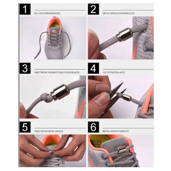 1 Paar Elastische Schnürsenkel ohne binden - mit Dreh-Verschluss - Lazy Laces Collection - weiss - Schuhbaendel.ch