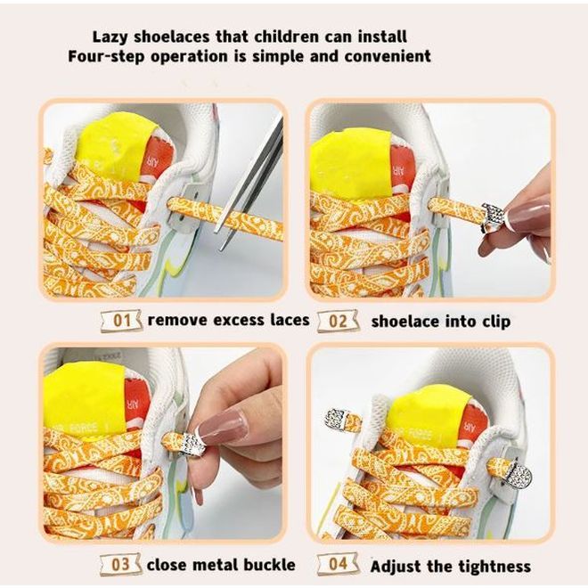 1 Paar flache elastische Schnürsenkel ohne binden (100 cm lang, 8 mm breit) - Bandana Vibes - mehrfarbig/Muster - v1 - Schuhbaendel.ch