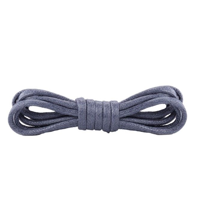 1 Paar gewachste runde Baumwoll Schnürsenkel (Ø 2.5 mm, Länge 120 cm) für elegante Schuhe mit 6-8 Ösenpaaren - grau - Schuhbaendel.ch
