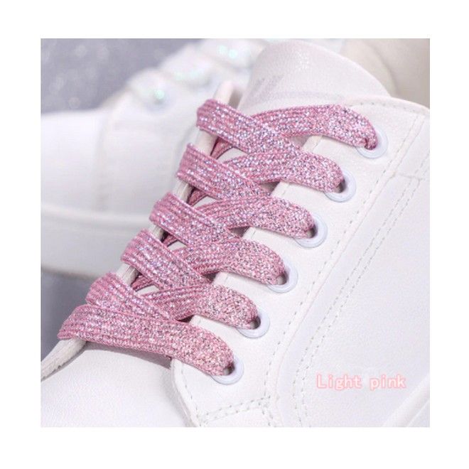 1 Paar Glitzernde Schnürsenkel 120 cm - für festen und sicheren Sitz im Schuh - Glitter Series - rosa - Schuhbaendel.ch