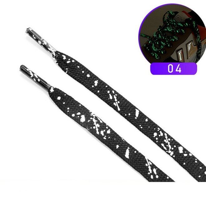 1 Paar Leuchtende Schnürsenkel 120 cm - festen und sicheren Sitz im Schuh - Spotted Series - schwarz - Schuhbaendel.ch