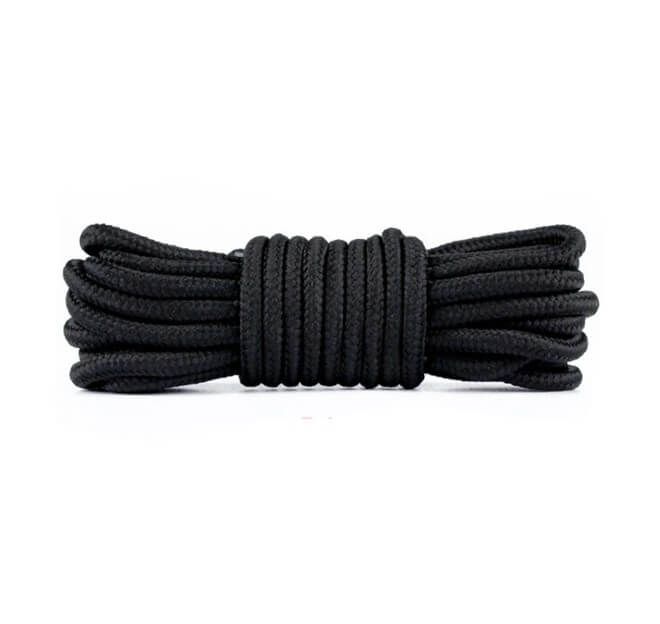 1 Paar runde reissfeste Schnürsenkel (Ø 4.5 mm) Polyester (150 cm) für Arbeits Outdoor Sport Schuhe - schwarz - Schuhbaendel.ch