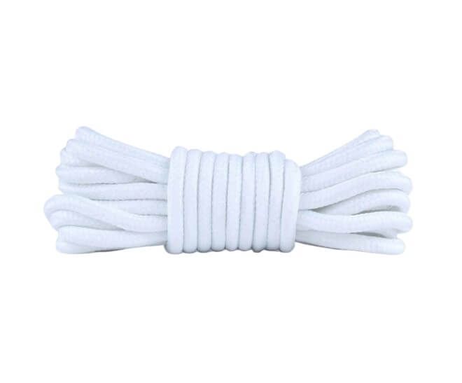 1 Paar runde reissfeste Schnürsenkel (Ø 4.5 mm) Polyester (150 cm) für Arbeits Outdoor Sport Schuhe - weiss - Schuhbaendel.ch