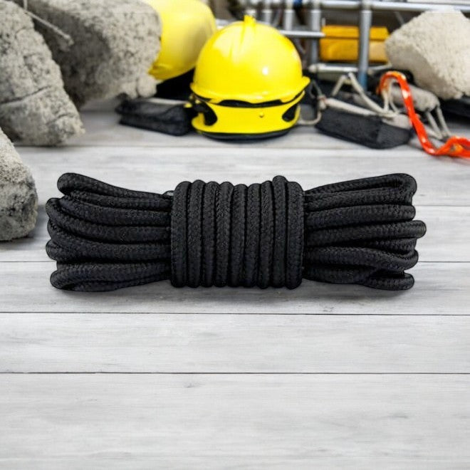 1 paire de lacets ronds indéchirables (Ø 4,5 mm) en polyester (150 cm) pour chaussures de sport de travail et d'extérieur - noir