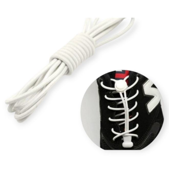 1 Paar Elastische Schnürsenkel ohne binden - Knopf-Verschluss - SpeedLace Collection - weiss - Schuhbaendel.ch