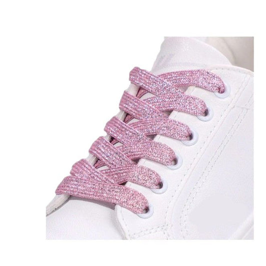 1 Paar Glitzernde Schnürsenkel 120 cm - für festen und sicheren Sitz im Schuh - Glitter Series - rosa - Schuhbaendel.ch