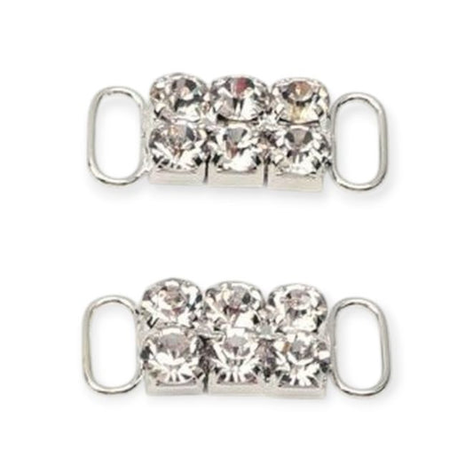 Schnürsenkel Schnalle aus Metall (2 Stück) - modisches Accessoire für den Schuh - Lock Sneaker Series - 6x Steine - silber - Schuhbaendel.ch