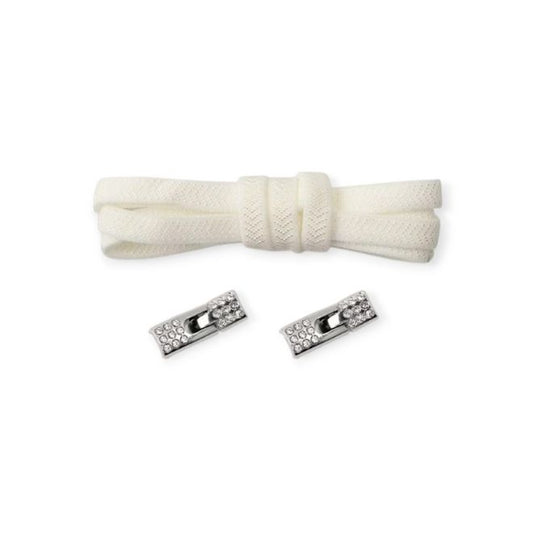 1 Paar Elastische Schnürsenkel ohne binden - mit Schnell-Verschluss - Elastic Bling Series - weiss - Schuhbaendel.ch