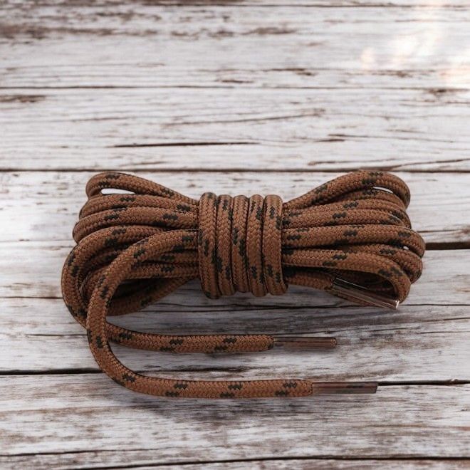 1 pair of round tear-resistant shoelaces (Ø 4.5 mm) polyester (160 cm) for work outdoor sports shoes - brown/black