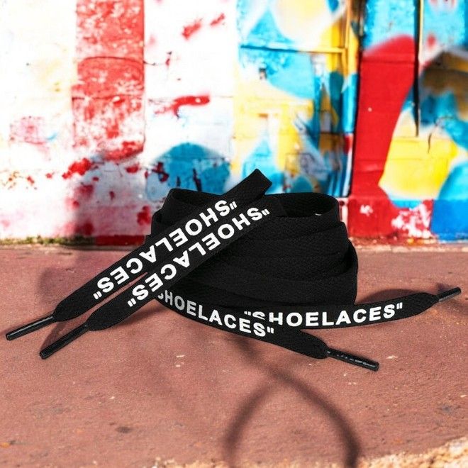 1 Paar flache Schnürsenkel (120 cm lang, 8 mm breit) - Streetwear Style Collection - schwarz