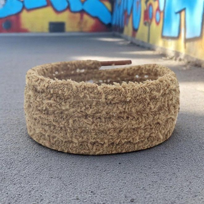 1 Paar runde Plüsch Schnürsenkel (Ø 7 mm, Länge 140 cm) - Teddy Touch Collection - walnuss - Schuhbaendel.ch