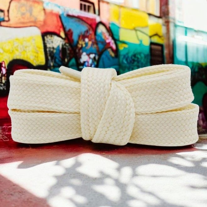 1 pair of extra wide shoelaces (140 cm long, 18 mm wide) for Adidas Campus, Vans Knu - OG Fat Laces Collection - cream white